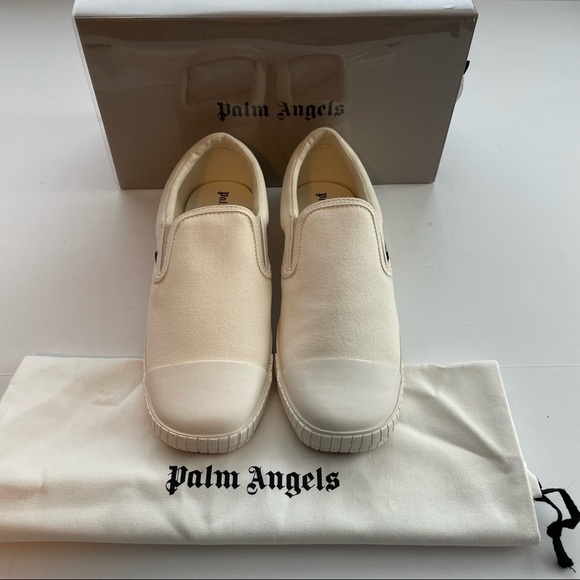Palm angels women's off-white square low top vulcanized sneakers 40 10 slip on - Picture 14 of 15
